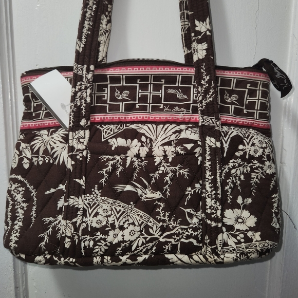 Vera Bradley Handbags - Vera Bradley Brown and Cream Floral Tote Bag